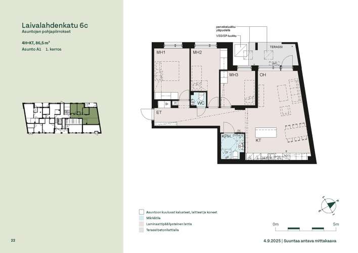 Kerrostalo, 4H+KT, 86,5 m², Herttoniemi - Näkymä 2