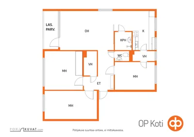 Kerrostalo, 4h, k, kph, wc, 2x vh, las.p, 91,5 m², Kankaantaka - Näkymä 2