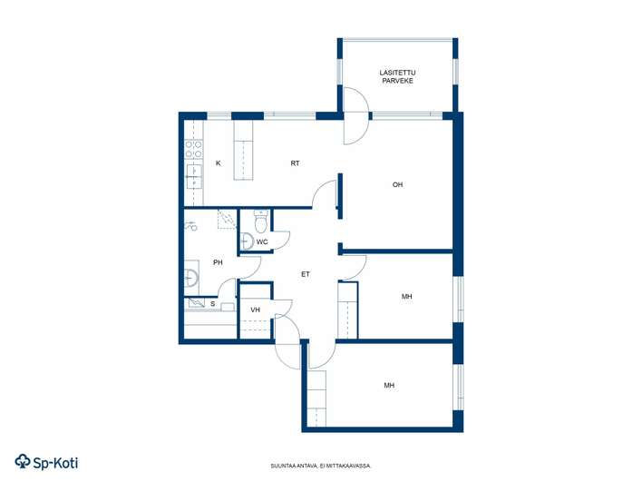 Kerrostalo, 3h, k, s, psh, erill.wc, vh, las.parv., 77,5 m², Vieremä – pohled 2