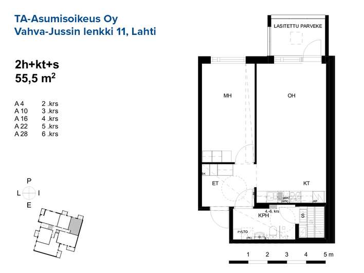 Kerrostalo, 2h + avok + s + p, 55,5 m², Asemantausta