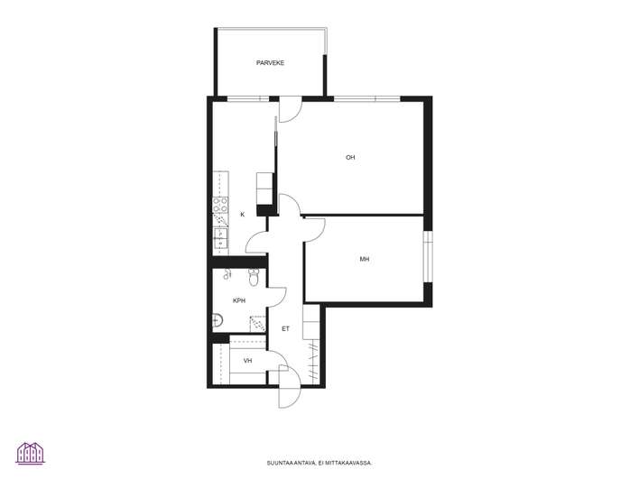 Kerrostalo, 2h+k, 63,5 m², Tuira – pohled 2