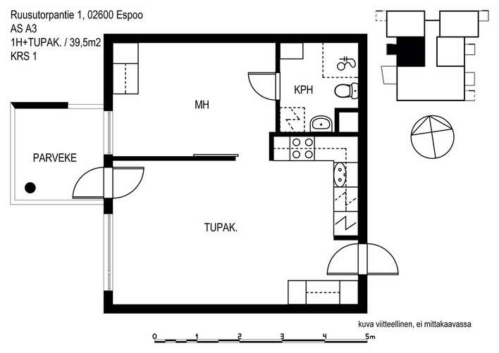 Kerrostalo, 2H+KT, 39,5 m², Leppävaara - Näkymä 3