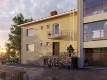 Erillistalo vasemmalla on tämän kodin osoite, - kolme kerrosta omaa rauhaa!