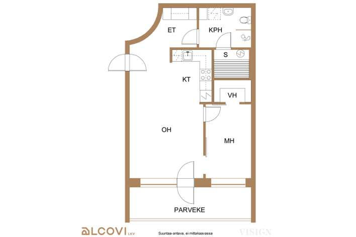 Kerrostalo, 2h+avok+kph+s+vh+las.parveke, 50,5 m², Niittykumpu – pohled 3