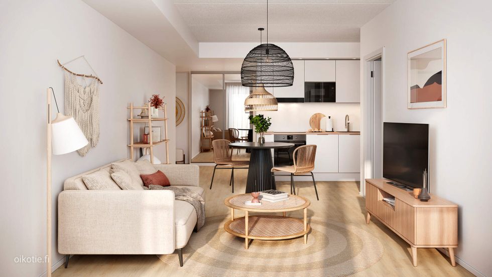 Visualisointi Renatan kodista C 39 ja C 43, 2h+kt+s, 51,5 m²