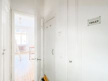 Eteisessä on vierekkäin suihku ja erillinen wc