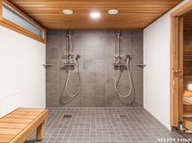 taloyhtiön saunatilat, jotka sijaitsevat samassa rapussa