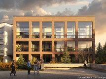 Näyttä julkisivu ja lasitetut parvekkeet