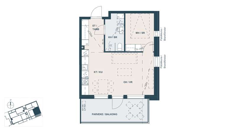 Kerrostalo, 2h+kt, 42 m², Klemettilä, Vaasa