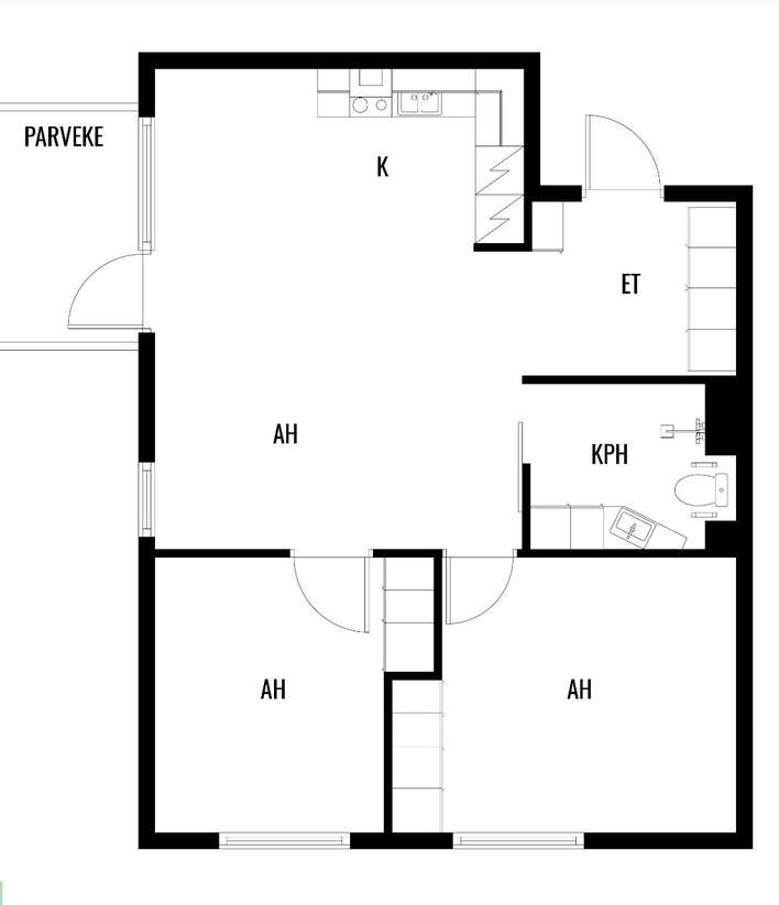 Kerrostalo, 3h + k + parveke/terassi, 60 m², Peltola, Lappeenranta