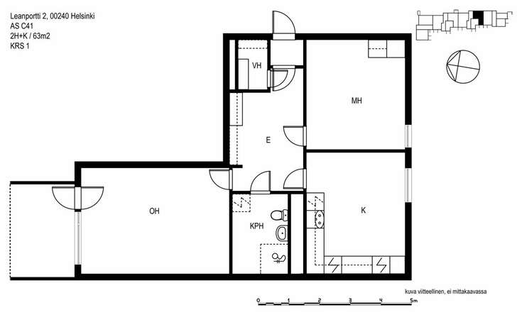 Kerrostalo, 2H+K, 63 m², Pasila - Näkymä 2