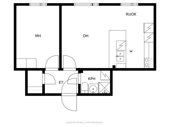 Kerrostalo, 2h, kk, 43,5 m², Pohjois-Haaga – pohled 2
