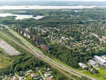 Taiteilija julkisivu aluevisualisointi kaukaa