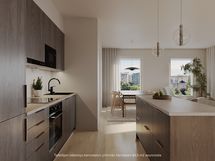 Taiteilijan näkemys ylimmän kerroksen 84,5m asunnosta