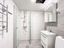 Juuri putkiremontista valmistunut käyttämätön kylpyhuone.