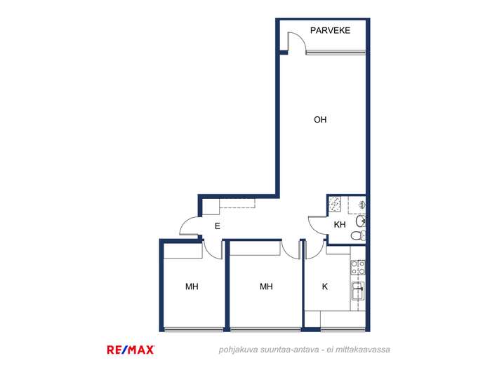 Kerrostalo, 3h+k+kph, 55 m², Keskusta - Näkymä 3
