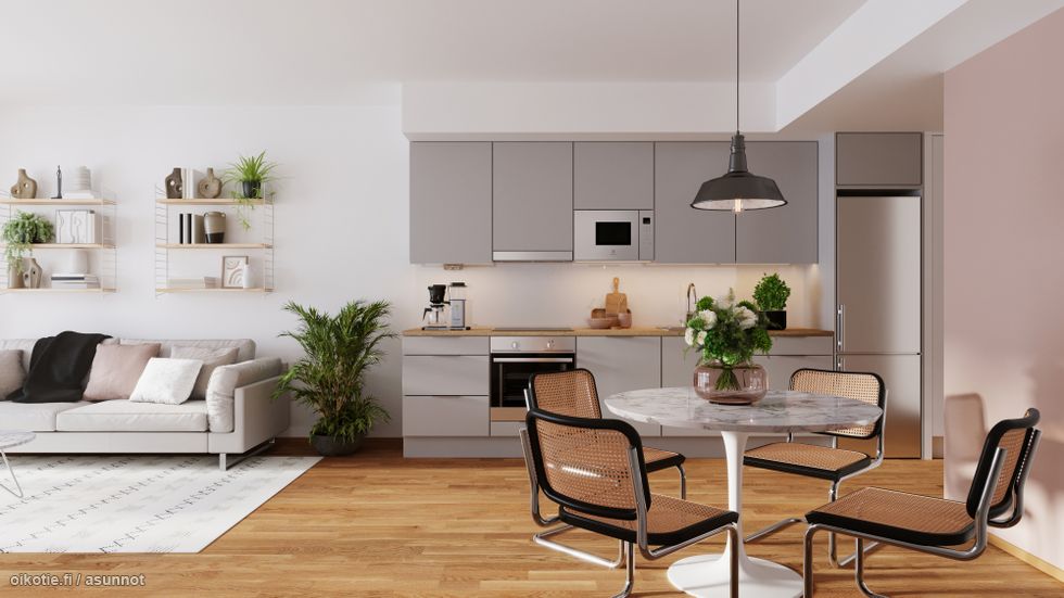 Havainnekuva asunnon A32 keittiöstä