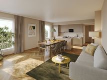 Asunto A32, 3h+kt+s/vh, 72,5m2, olohuone, taiteilijan näkemys
