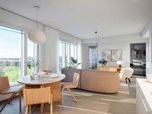 Kodit 52,5 m² | 2H+KT+S | Visualisointi | Näkymä vaihtelee kerroksittain