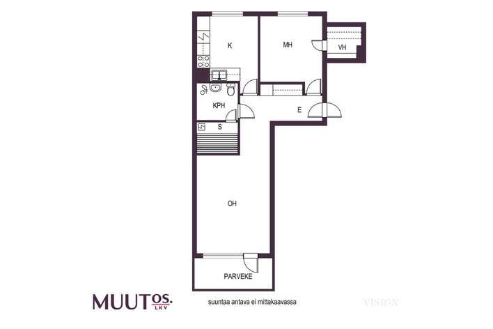 Kerrostalo, 2h, k, kph, s, lasit.p, 55,6 m², Tammela – pohled 2