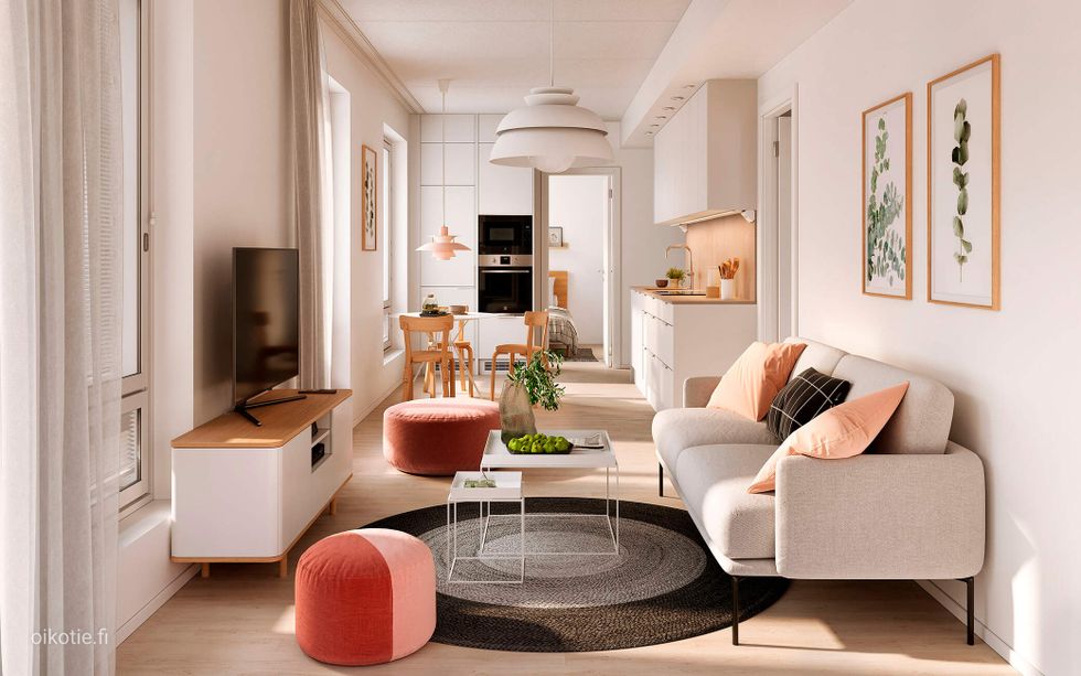 Visualisointi Renatan kodista C 77, 3h+kt, 55,5 m²