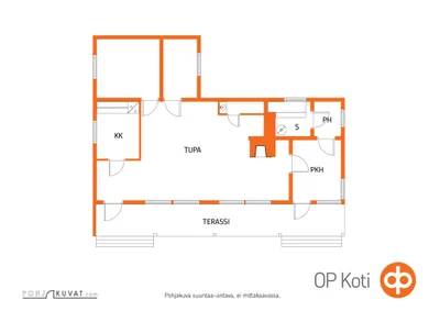Talo, tupa+kk+makuutilat(2)+pukuhuone+pesuh+sauna, 75/93 m², Pitkäluoto - Bild 3