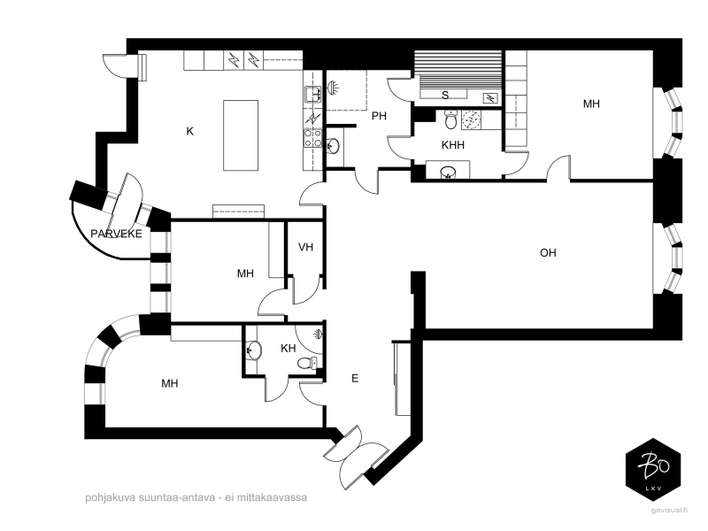 Kerrostalo, 4h+k+2xkph+s+vh+p (yj 4h+k+s), 145 m², Kluuvi - View 2
