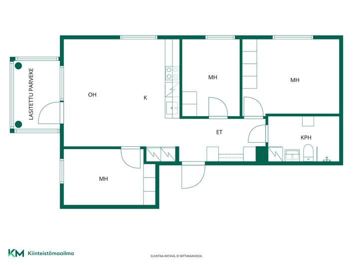 Kerrostalo, 4h, kt, kph, wc, lasitettu parveke, 64,5 m², Martinlaakso - View 3