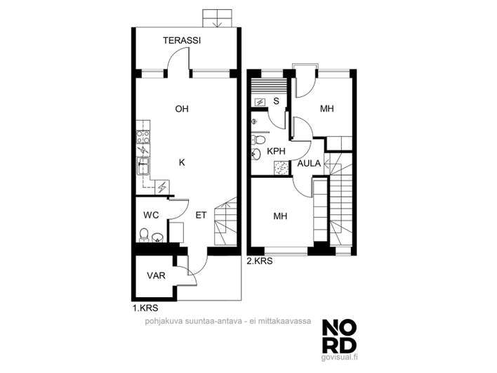 Rivitalo, 3h+kt+wc+kph/wc+s (yj:n mukaan 3h+kt+s), 60,5 m², Kallvik - Näkymä 4