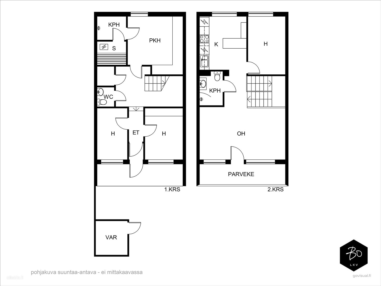Rivitalo, 4h, k, 2 x kph, s, askarteluh. (yj. 4h+k+s), 106 m², Kaleva - Näkymä 2