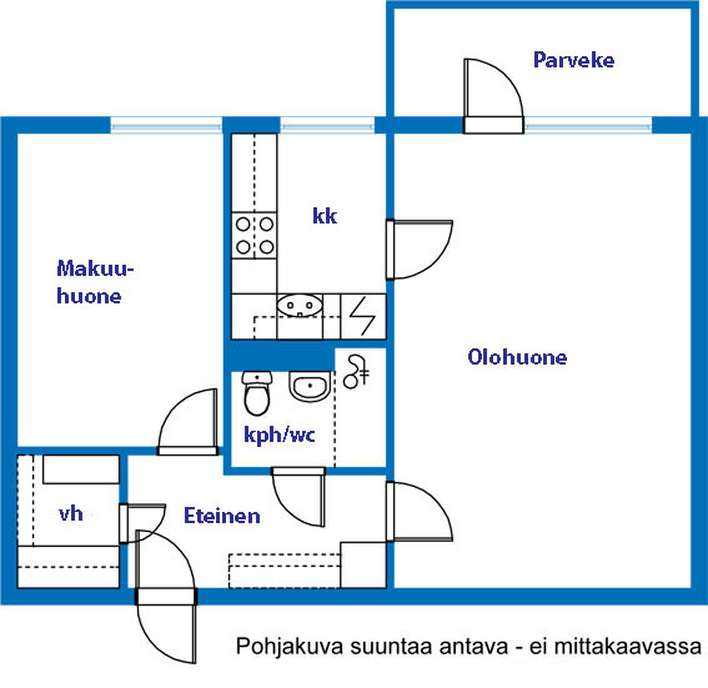 Kerrostalo, 2h, k, kph/wc, vh, lasit.p, 54,5 m², Kirkonkylä - Näkymä 2