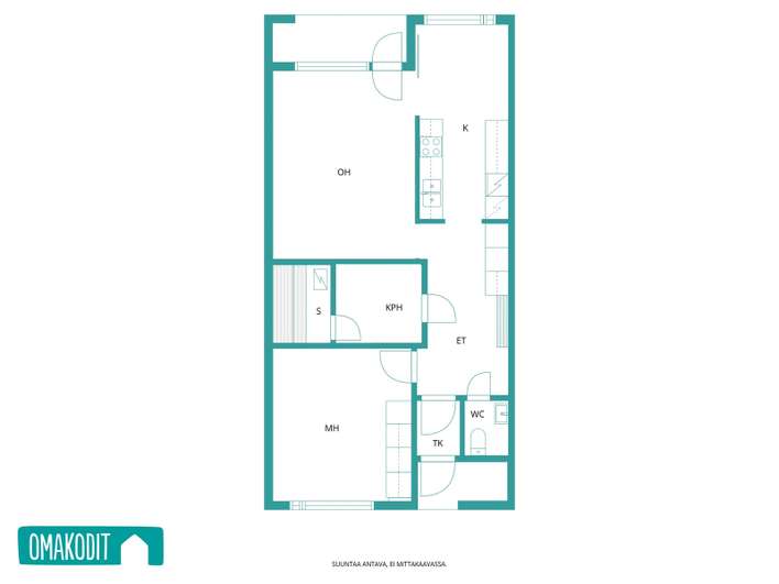 Rivitalo, 2h + k + s, 63,5 m², Hyllykallio - Näkymä 2