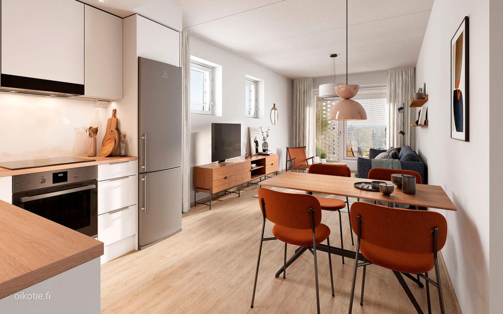 Visualisointi Renatan kodista C 56 ja C 66, 3h+kt, 62,5 m²