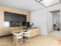 Kuvan keittiön toteutus vaatii mm. lupa, sähkö- ja