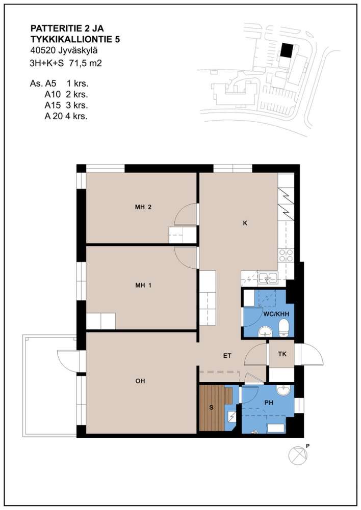 Kerrostalo, 3H+K+S, 71,5 m², Ainola - Näkymä 3