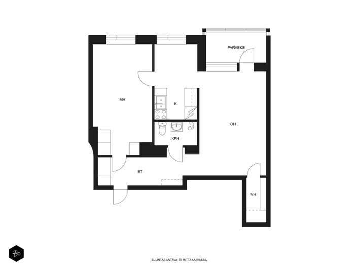 Kerrostalo, 2h, k, kph, lasitettu parveke, 51 m², Hämeenpuisto - Näkymä 2