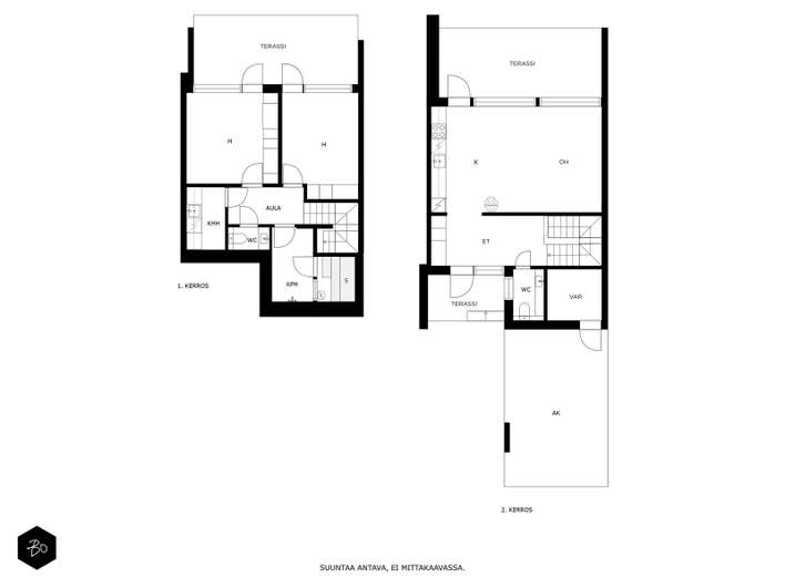 Rivitalo, 3h, avok, kph/s, 2wc, khh, et, var, terassit, akp, ap (yj:ssä 3h+avok+s+var), 92,5/97,0 m², Hirvensalo - Ansicht 3
