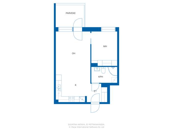 Kerrostalo, 2h, kt, kph, lasitettu parveke, 45,5 m², Rajakylä - Näkymä 2