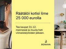 Räätälöi kotisi ilme 25 000 eurolla. Tee kaupat 31.12. mennessä ja muuta heti viimeistelytöiden jälkeen.