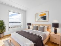 Taiteilijan näkemys kalustetusta huoneesta.