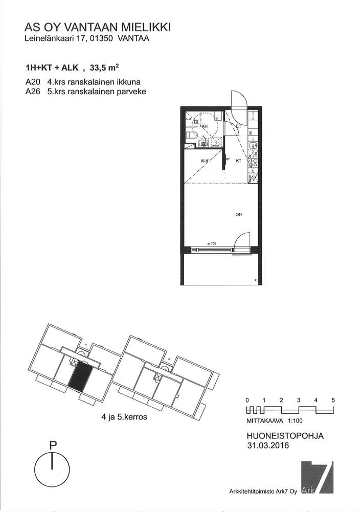 Kerrostalo, 1 H + KT + ALKOVI, 33,5 m², Leinelä - Näkymä 2