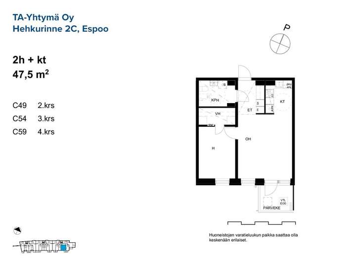 Kerrostalo, 2h+kt, 47,5 m², Mankkaa - Näkymä 2