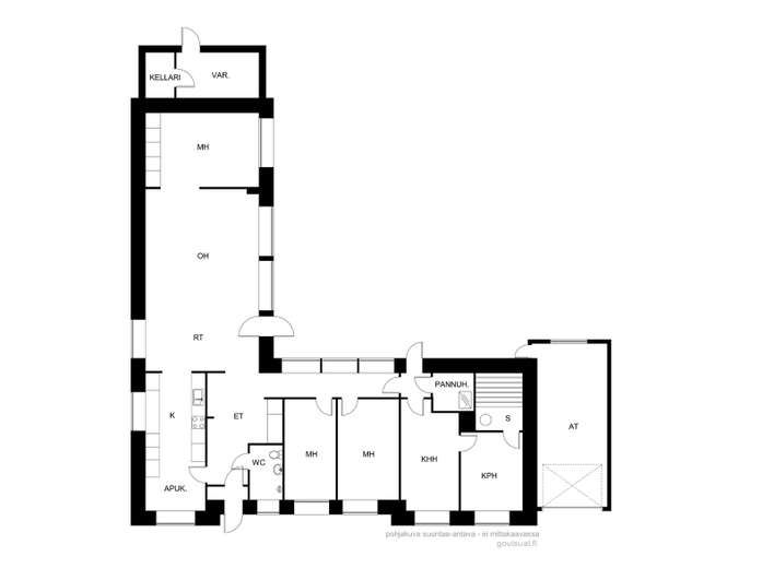Omakotitalo, 4h, k, wc, khh, psh, s, at, var, kellari, 124/189 m², Kruununpuisto – pohled 2