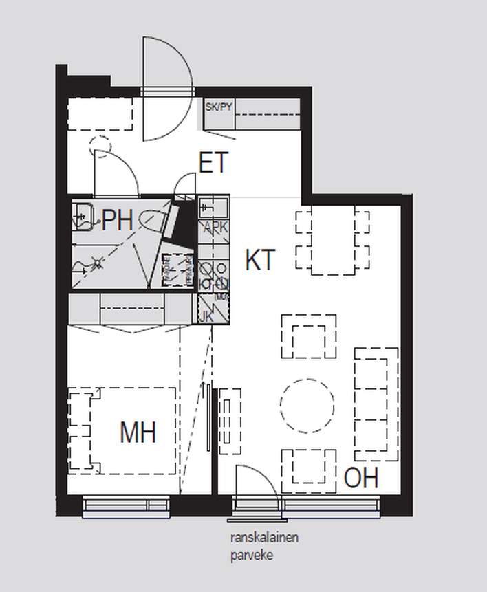 Kerrostalo, 2h + avok, 42 m², Suokylä, Riihimäki