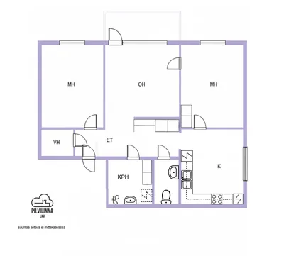 Kerrostalo, 3h+k+kph+wc+vh+las.p, 73,5 m², Kirkonkylä - View 2