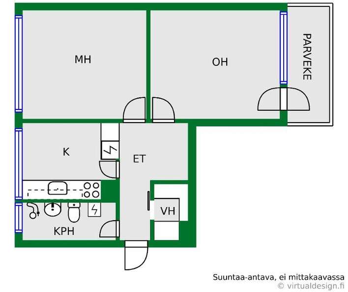 Kerrostalo, 2h, k, kph, lasitettu parv., 53,5 m², Vuosaari - Näkymä 2