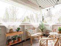 Tilava, lasitettu parveke.