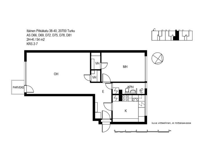 Kerrostalo, 2h+k, 54 m², Keskusta – pohled 2