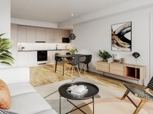 Viitteellinen kuva 47,5 m2 asunnosta.