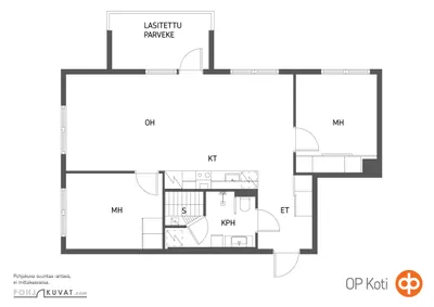 Kerrostalo, 3-4h,avok,kph,s,parveke (yj. 3-4h+kt+s), 68 m², Kirstinpuisto - View 2